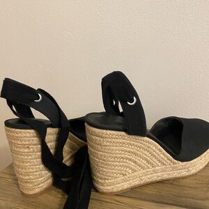 Black Espadrille Wedge Sandals